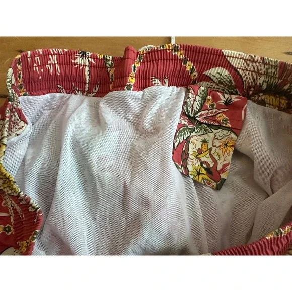 Polo Ralph Lauren Mens Red Hawaiian Aloha Swim Trunks - Size XXL - Picture 4 of 8